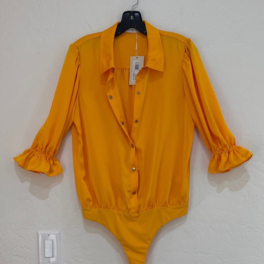 Ramy Brook Golden Button-Up Bodysuit